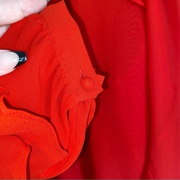 Ann Taylor Red Sheer Ruffle Double Layered Blouse - Picture 3 of 6